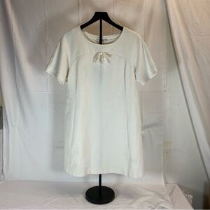 Boden Cream Knit Short Sleeve Dress – Bow Detail (Size 12R)